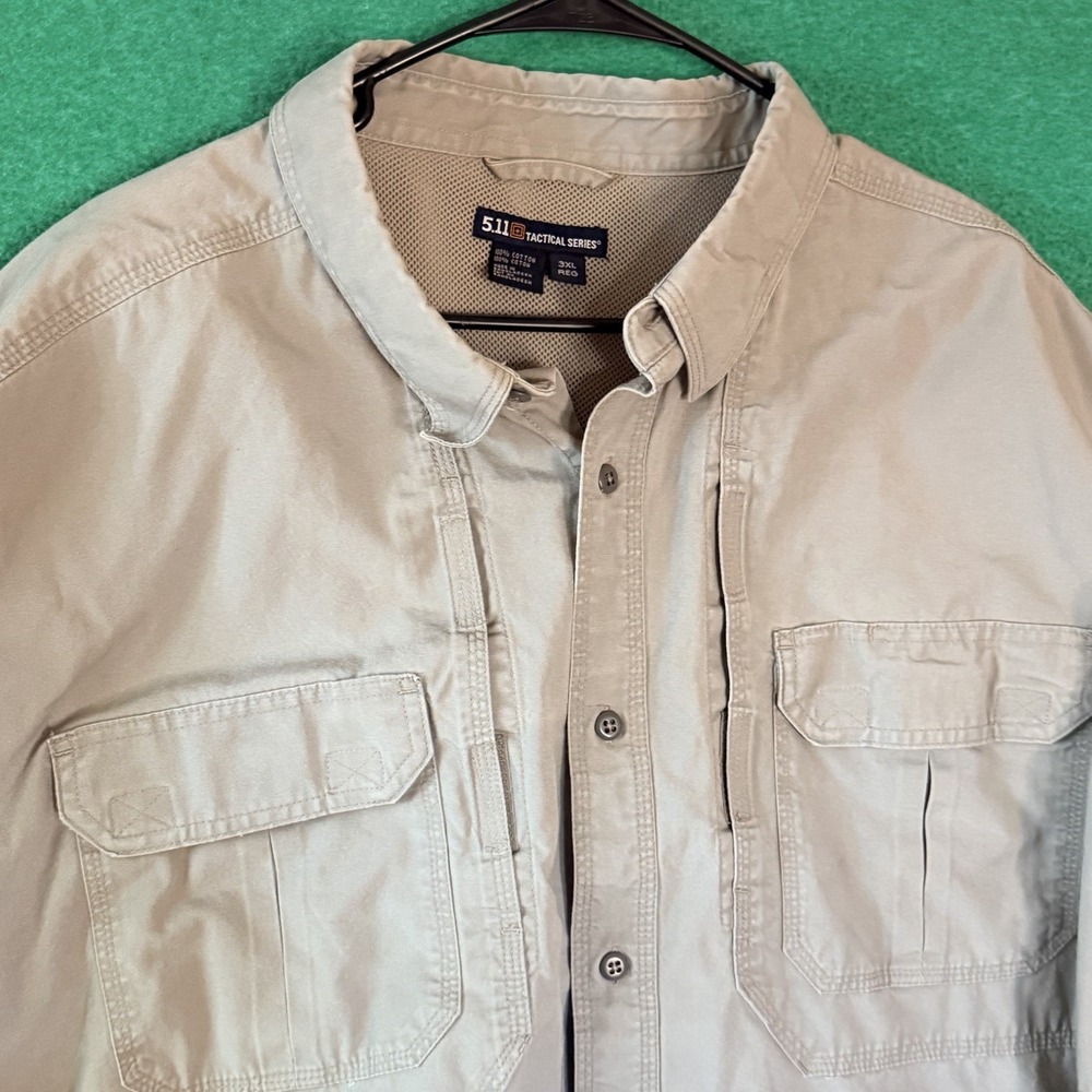 5.11 Tactical Series Long Sleeve Shirt Men's 3XL Vented Cotton EUC Khaki Color